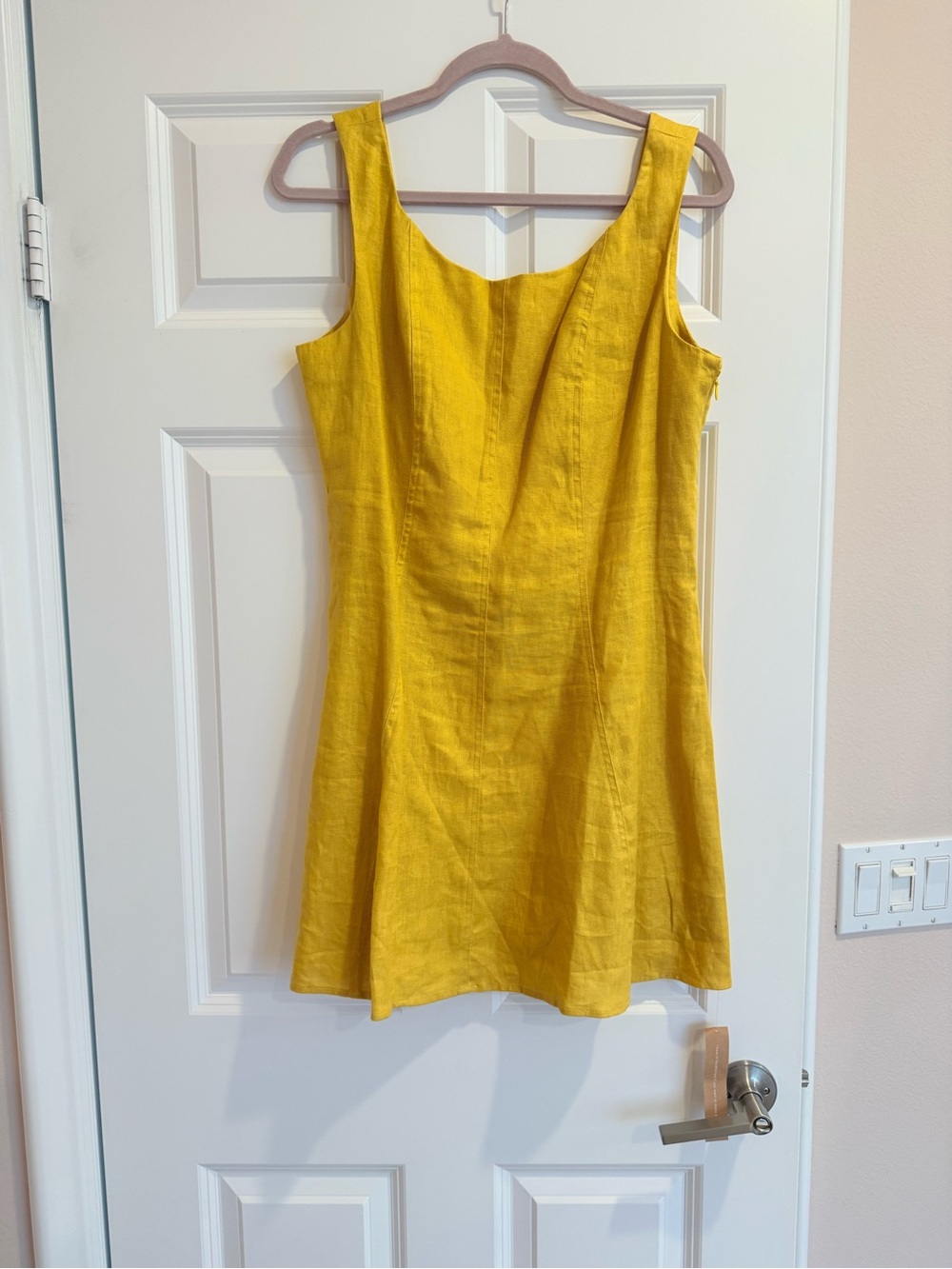 Reformation Mustard Yellow Backless Linen Dress